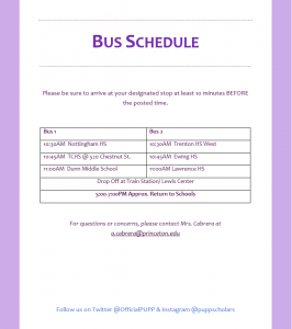 bus schedule for the next to normal excursion